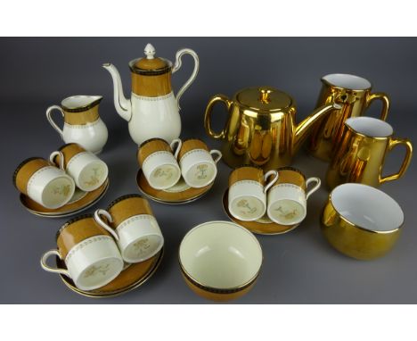 Bisto 'Headrow' coffee set for eight, minus one saucer and Royal Worcester gold lustre teaware    Condition Report   Click he