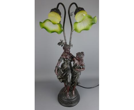 Large bronze effect figural table lamp, H66cm (This item is PAT tested - 5 day warranty from date of sale)   Condition Report