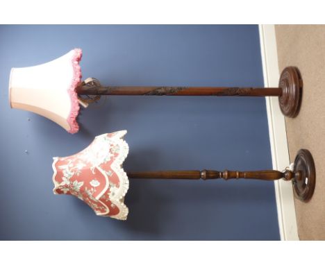 Eastern carved hardwood standard lamp and another standard lamp   Condition Report   Click here for further images, condition