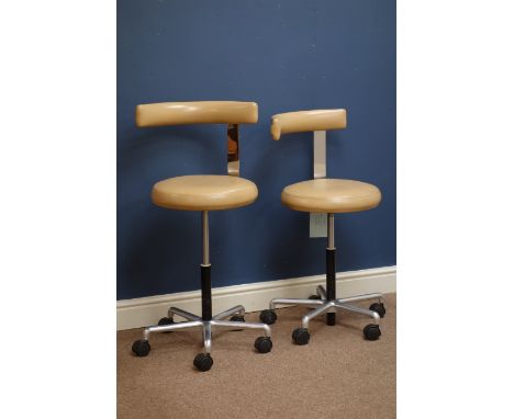 Pair 1960's vintage chrome and faux leather dentist chairs