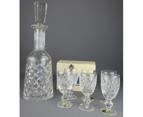 Waterford crystal Boyne pattern decanter and a set of six sherry glasses with box (7)   Condition Report   Click here for fur