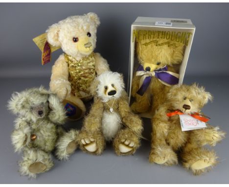 Two Merrythought commemorative bears, Two one of a kind bears, and another bear No.1 of 2 (5)   Condition Report   Click here