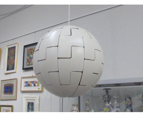 IKEA Almhult Death Star design Ceiling pendant light shade- David Wahl, white with orange to interior