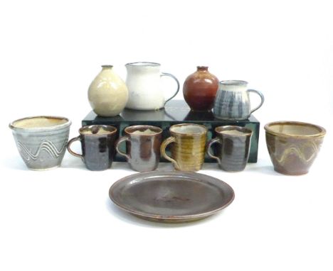 A collection of Yelland/Michael Leach Pottery, jugs, cups, etc.  Tallest 10.5cm (19)