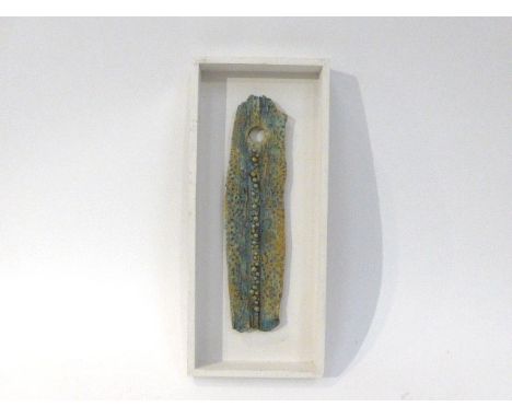A Mike Toll 2007 framed ceramic panel, 'Pebble Path'. 17.5cm high