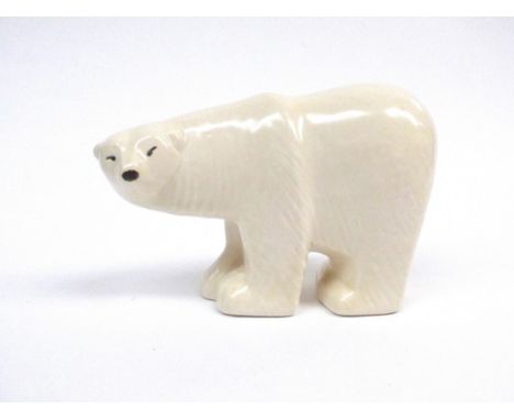 A Lisa Larson Swedish art pottery figure of a Polar Bear for Gustavsberg Pottery, signed to base, 9.5cm high x 14cm long