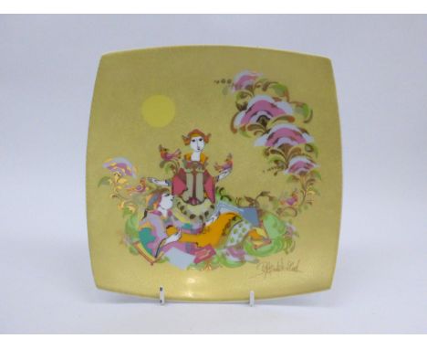 A Rosenthal porcelain square form dish by Bjorn Wiinblad with Aida design. Printed mark to base. 22cm x 22cm x 4.5cm