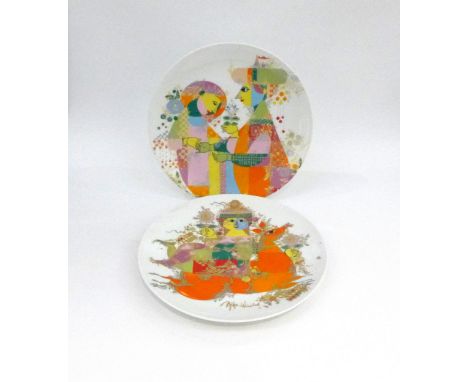 Two Rosenthal Porcelain large Chargers from 1001 Nights, Princess and Horse and figural.  33cm diameter