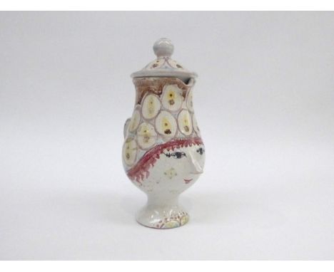 BJORN WIINBLAD (Danish 1918-2006) A pottery Lidded face jug, painted marks to base, K-13 monogram and dated 63.  19cm high