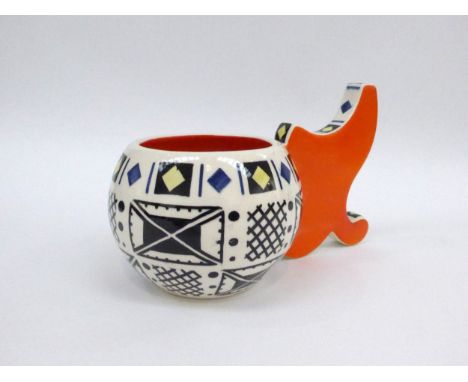 A Lenci ceramic cup form in geometric pattern. 'Made in Italy' printed mark to base. 13cm high