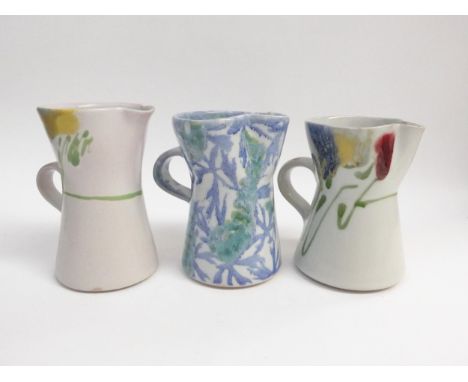 Three Dartington Pottery jugs designed by Janice Tchalenko.  16cm high