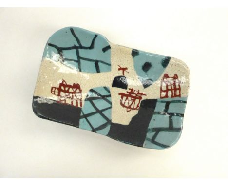 JOHN MALTBY (1936-2020) Footed stoneware dish with abstract glazed pattern. Painted signature to base numbered '2'. 20cm wide