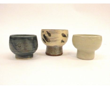 WILLIAM (BILL) MARSHALL (1923-2007) Three studio pottery bowls, impressed potters seals to bases and exhibition labels still 