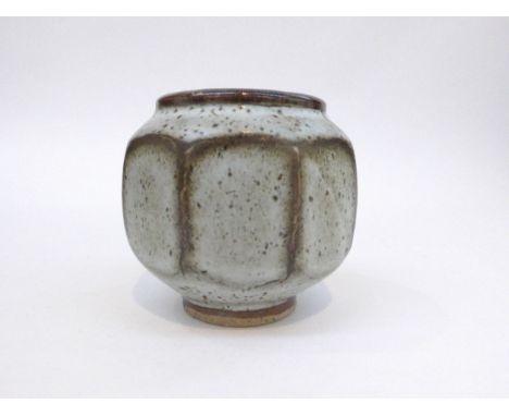 DAVID LEACH (1911-2005): A Studio pottery small cut sided pot, dolomite glaze.  Impressed personal seal.  8.3cm high