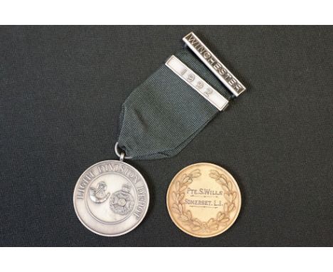 A Somerset Light Infantry Depot Medal With 1992 &amp; Winchester Bar Together With Another Somerset Light infantry Medal. 