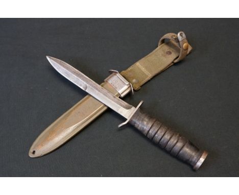 A United States Military M3 Fighting Knife Complete With M8 Scabbard. 