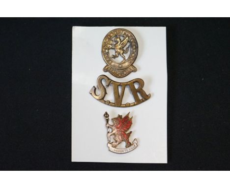A Group Of Three British Military West Somerset Yeomanry Badges To Include An Enamel Examples. 