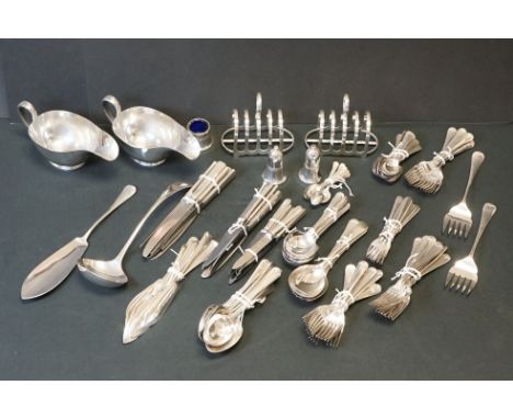 A British Military Issued Silver Plated Cutlery Set, All Pieces Marked With The British Broad Arrow, Dates To The 1950's / 19