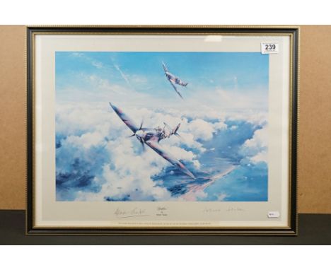 A Framed And Glazed Print By Robert Taylor Titled "Spitfire" Signed By Douglas Bader. 