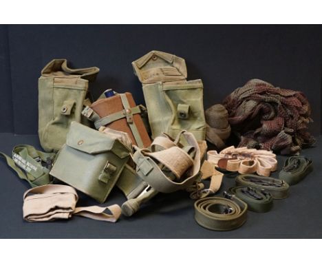 A Collection Of Mainly British Military Equipment To Include Webbing Belts, Ammo Pouches, Gun Holster, Water Bottle.. Etc.. S