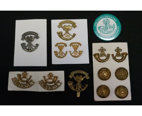A Collection Of Fourteen British Military The Somerset Light Infantry Badges And Buttons. 