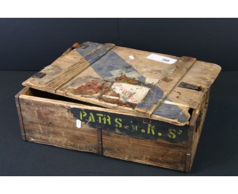 A Vintage Military Wooden Ammunition Box. 
