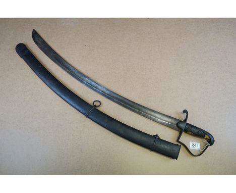 An Antique 1796 Pattern Light Cavalry Troopers Sword Together With Scabbard, 82cm Sharply Curved Fullered Blade, Two Suspensi