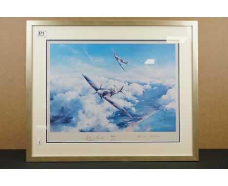 A Framed And Glazed Print By Robert Taylor Titled "Spitfire", Signed By Douglas Bader. 