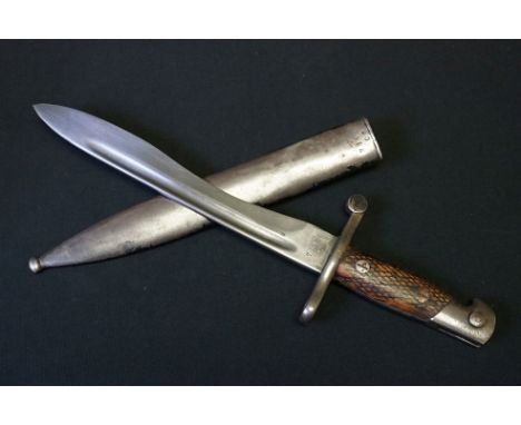 A Spanish Model 1941 Mauser "Bolo Knife" Bayonet with Scabbard. 