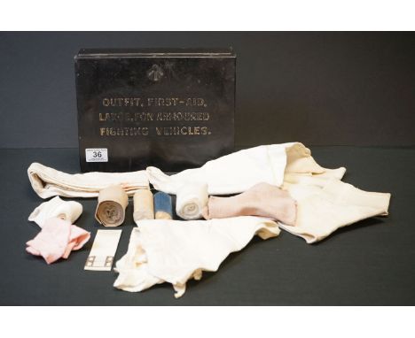 A British World War Two Era First-Aid Kit Large, For Armoured Fighting Vehicles, Complete With Some Contents, Marked With The