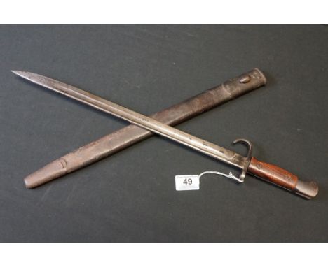 A British World War One 1907 Pattern Bayonet With Hooked Quillion, Good Clear Cypher Marks And Broad Arrow To The Balde, Comp