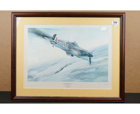 A Framed And Glazed Robert Taylor Print Titled "Battle Of Britain VC" Signed By Eric L. Kightley Rear Gunner. 