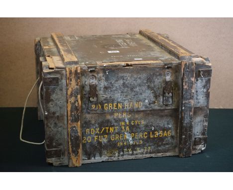 A British Military Hand Grenade Wooden Ammunition box. 