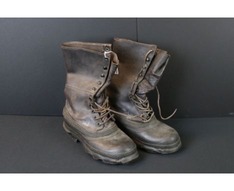 A Pair Of World War Two United States Army "Shoepacs" (Winter Boots), Dated 1945, Complete With Laces And Insoles. 