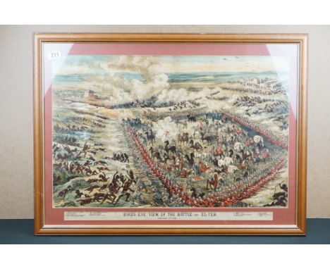 A Late 19th / Early 20th Century Framed And Glazed Military Print Titled "Birds Eye View Of The Battle Of El-Teb" February 29