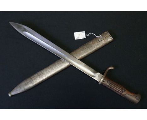 A World War One / WW1 German Butchers Bayonet With Maker Mark To Blade For Simson &amp; Co. SUHL, Complete With Original Meta