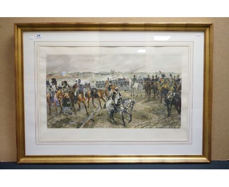A Large Framed And Glazed Print Of The Battle Of Waterloo, Measures Approx 120cm x 86cm. 