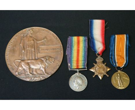 A Full Size British World War One Medal Trio To Include The 1914-1915 Star Medal, The 1914-1918 British War Medal And The Gre