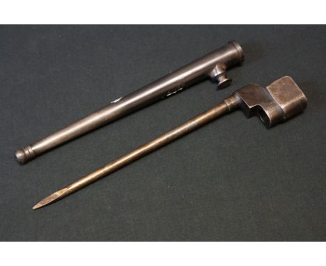 A British World War Two Lee Enfield Spike Bayonet With Scabbard. 