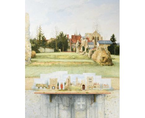 John Ridgewell ARCA (1937-2004)"Bury St Edmunds"Signed, oil on canvas, 126cm by 101cmSome light surface dirt. Slight buckling