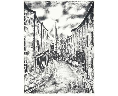 Tom McGuinness (1926–2006)"Miners Gala"Signed, inscribed and numbered 15/18, dated (19)85, lithograph, 55cm by 41cmSlight tim