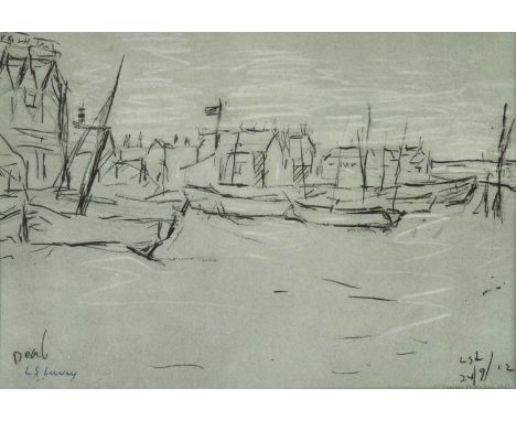 After Laurence Stephen Lowry RBA, RA (1887-1976)"Deal Beach Sketch"Signed, with the blindstamp for the Fine Art Trade Guild, 