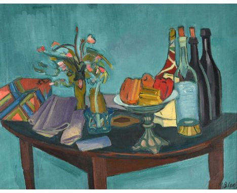 Martin Bloch (1883-1954) Polish/German/British"Green Bottles on a Green Ground" (1927)Signed, oil on canvas, 70cm by 90cmExhi