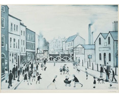 After Laurence Stephen Lowry RBA, RA (1887-1976)"Level Crossing, Burton-on-Trent"Signed, with the blindstamp for the Fine Art