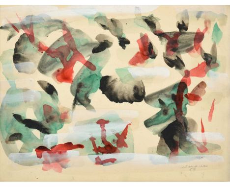 Paul-Émile Borduas (1905-1960) Canadian"Danse Irrégulière"Signed and dated (19)54, watercolour, 27cm by 35cmProvenance: Domin