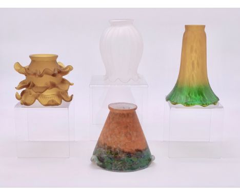 Four reproduction Art Nouveau glass lamp shades