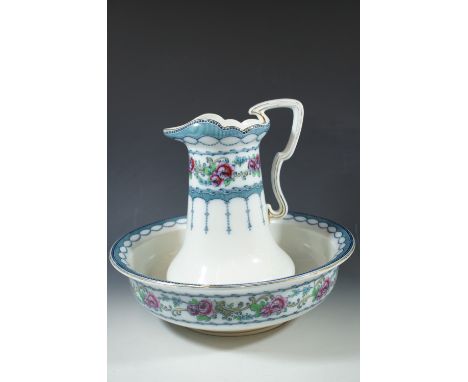 A Losol Ware jug and wash basin (a/f)