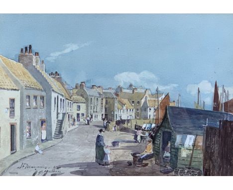 Thomas Swift Hutton (1860 - 1935)St Monans, Fife,&nbsp;coastal view with a cluster of whitewashed cottages gazing towards obs