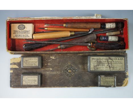A quantity of late 19th / early 20th Century leather-working tools and materials