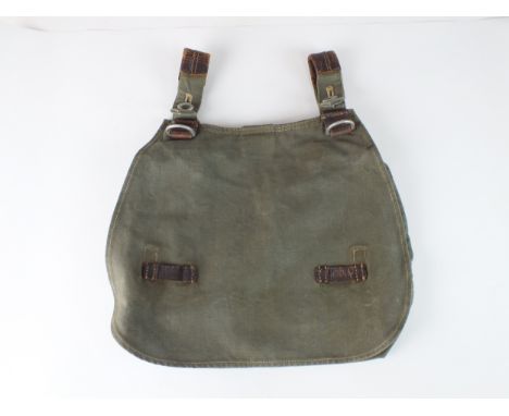 A German Wehrmacht WW2 Army bread bag, tan canvas with brown leather straps together with three German Third Reich Second Wor